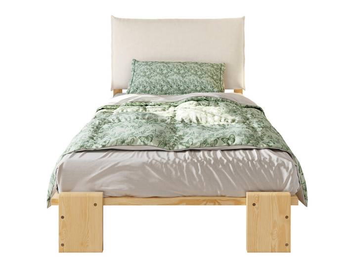 Wishdor Polsterbett 90/200 cm in Natur Stoff, Naturfarben, Metall, Rechteckig, 90x200 cm, Schlafzimmer, Betten