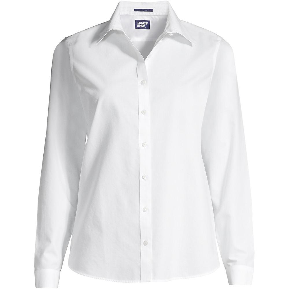 Bügelfreie Baumwoll-Bluse, Damen, size: regular, Weiß, Baumwolle, by Lands' End