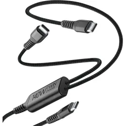 Cellularline CELLULAR LINE Twin Charge Cable USB-Kabel (USB C, 1.5 m, 140 W (1.50 m, 140 W), USB Kabel