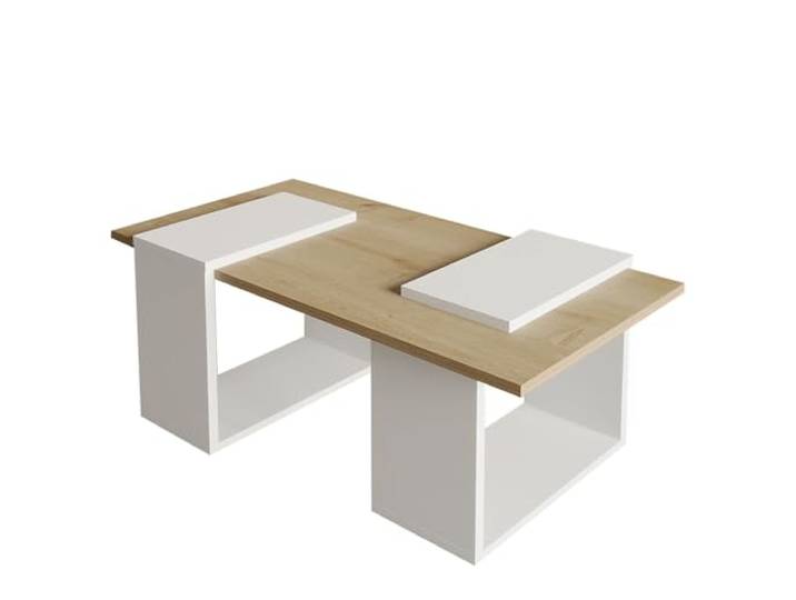 Hanah Home Eleganter Couchtisch, Weißeiche & Saphirblaue Eiche, 90 x 37 x 46,6 cm 100% melaminbeschichtet, 18 mm stark Modernes Design