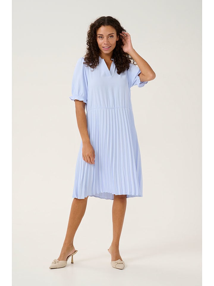 CULTURE Plissee-Kleid in Hellblau - XL