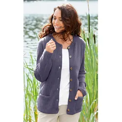 Alpaka-Strickjacke in Melange lila in Größe 40/42 von DW-Shop, Lila, 40/42