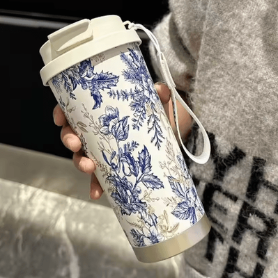 Inspire Picks 500ml Stainless Steel Thermo Travel Mug Dual Drink Leakproof Car Coffee Cup For Tea And Water qinghua 500ml
