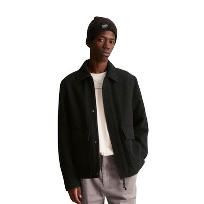 Wolljacke MARC O'POLO DENIM, Herren, Gr. L, schwarz, Bouclé, Obermaterial: 77% Polyester, 20% Wolle, 3% sonstige Fasern, regular fit normal, Jacken, regular aus weichem Bouclé mit Recycling-Anteil