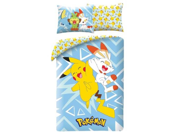 Pokémon 1-Persoons Dekbedovertrek 140x200 + Kussensloop Pikachu Scorbunny