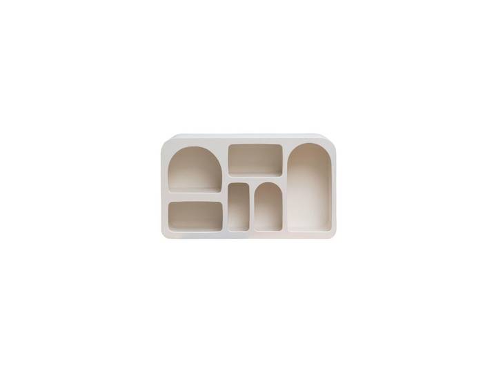 Étagère basse en bois pressé blanc, 5 étagères, autoportante - Ch