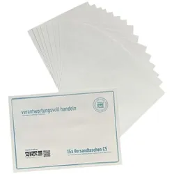 Steinmetz 15er-Pack Recycling Versandtaschen »C5 - ohne Fenster« - Hülle in Hülle, 22.9x16.2 cm