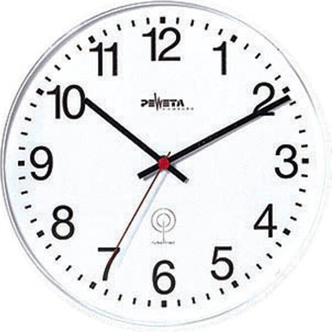 PEWETA Wandklok wit kunststof, Diameter: 30,0 cm