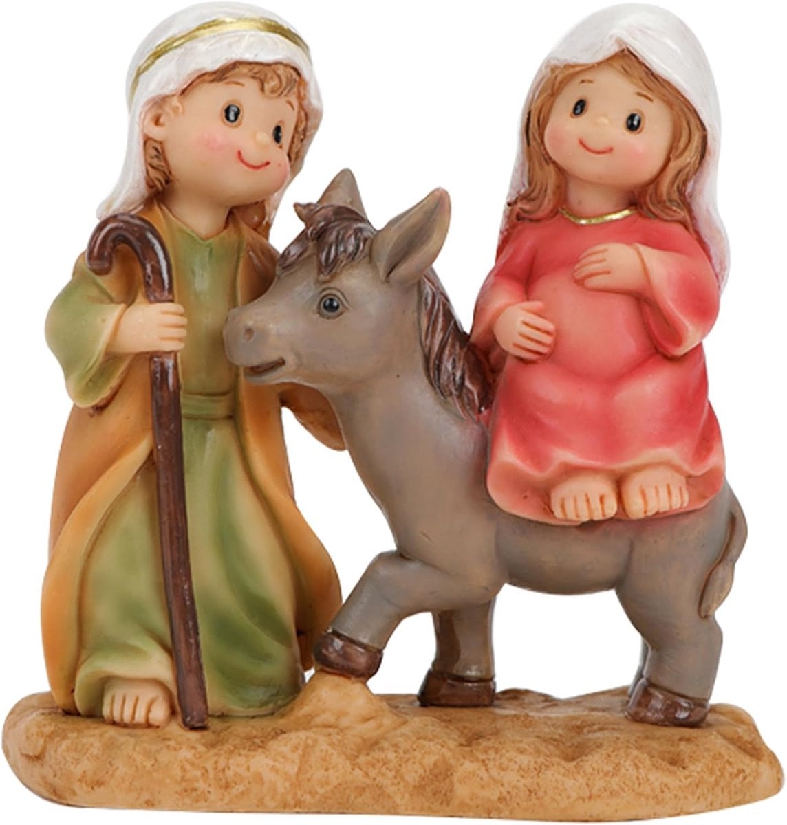 Handgeschilderd Heilige Familie Beeldje voor op tafel - Multicolor