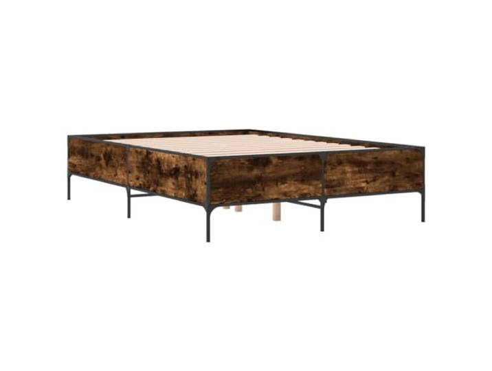 KTHLBRH Bettgestell Eiche Rauch 140 x 200 cm Holz mehrschichtig Beine aus Stahl, Lattenrost im Lieferumfang enthalten, stabile Struktur, Matratze nicht im Lieferumfang enthalten