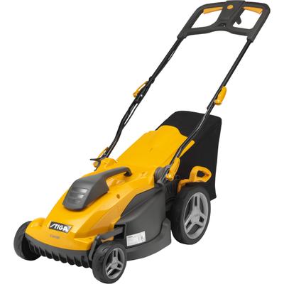 Elektrorasenmäher STIGA GARDEN "Combi 340c", gelb, B:47,5cm H:104cm T:136,5cm, Rasenmäher, Mulchfunktion