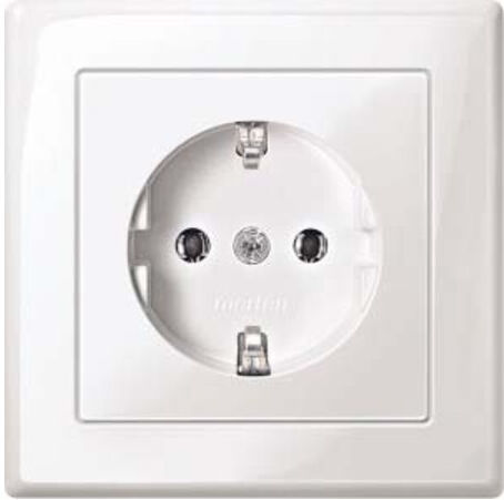 Merten SCHUKO-Steckdose pws/gl volle Abdeckplatte MEG2301-1419)
