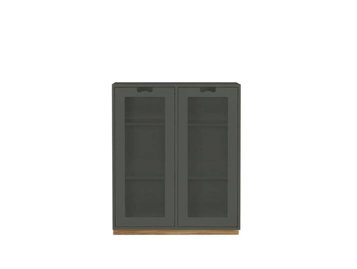 Asplund Vitrine Snö E Green khaki, support en chêne, dj.42 cm