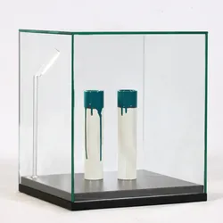 Aufsatzvitrine Glas mit quadratischen Sockel