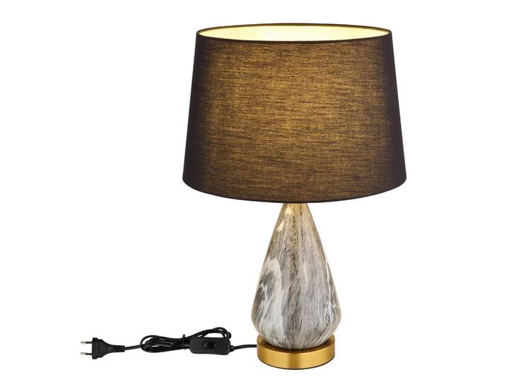 Globo Tischleuchte, Schwarz, Textil, 35x54x35 cm, Wippschalter, Lampen & Leuchten, Innenbeleuchtung, Tischlampen, Tischlampen