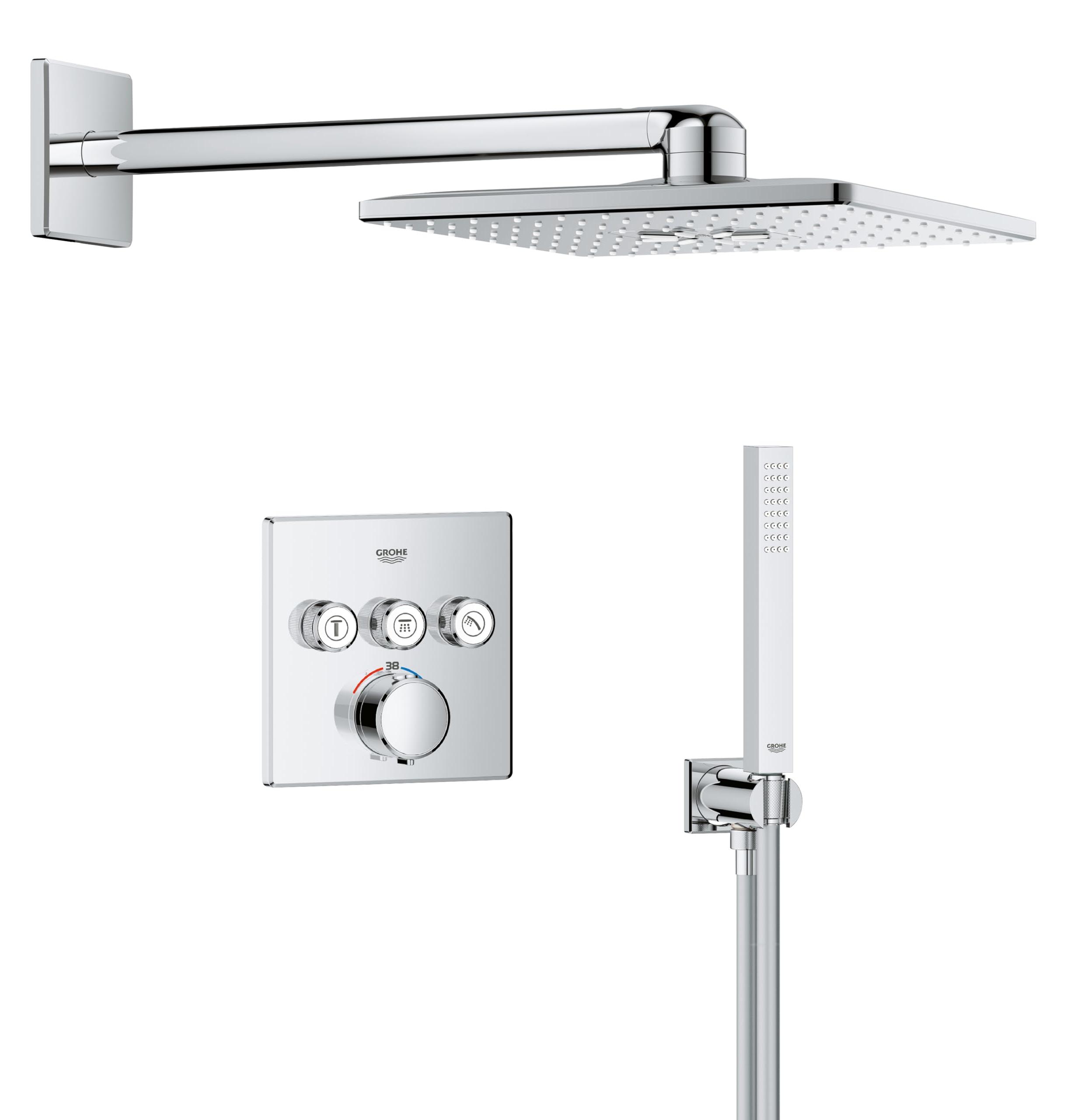Inbau-Duschsystem mit Thermostat, 31 cm Kopf, Chrom