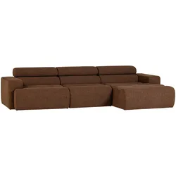 Ecksofa Novi Bouclé, modernes Design mit Chaiselongue und verstellbarer Nackenstütze, mokkabraun, rechts