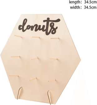 Inspire Curations Wooden Donut Wall Stand Dessert Table Display For Weddings & Parties hexagon B