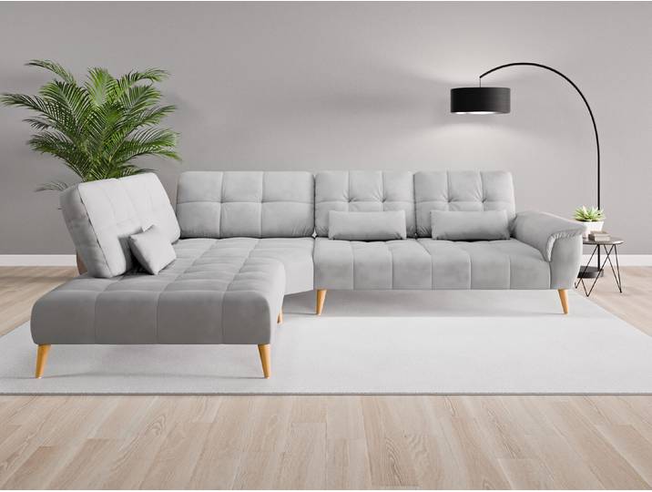 Ecksofa Tokio Nr. 3 links - Grau (Achatgrau) - Vintage Velours
