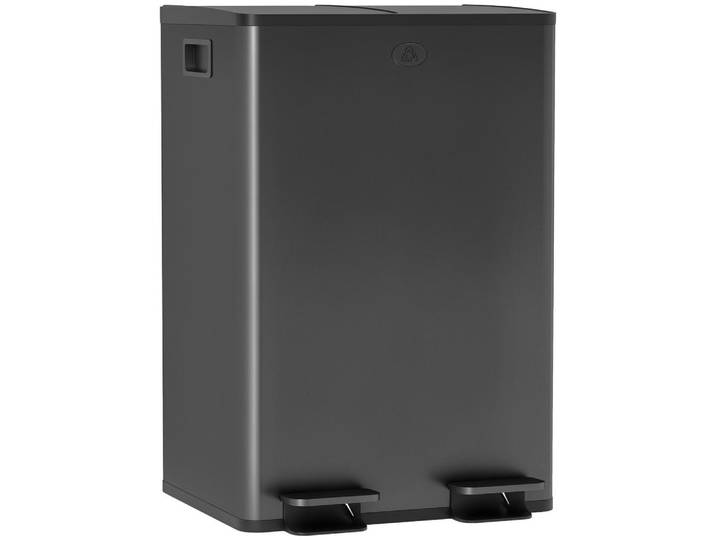 ComfortXL Mülleimer De-17679 2x28L mit Soft-Close-Pedalen Schwarz, Metall, 36x67.6x45.8 cm, Haushalt & Reinigung, Reinigung, Mülleimer & Abfallsammler
