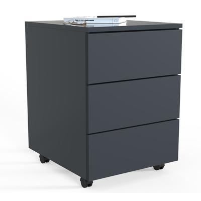 Container VCM "Rollcontainer Beistellcontainer Dalosa 45 cm", schwarz (anthrazit), B:39cm T:45cm, Obermaterial: 100% Holz Wood., Rollwagen, Rollcontainer