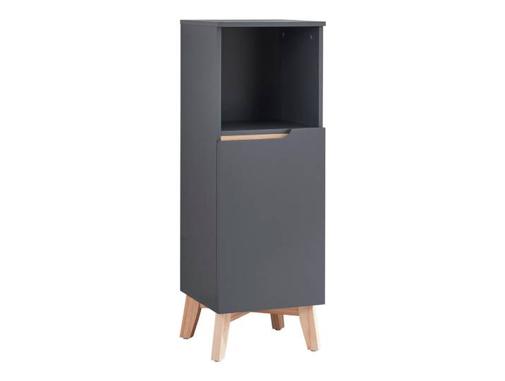 [en.casa] Badezimmerschrank Overath, Grau, Eichenholz, 30x86x30 cm, Badezimmer, Badmöbel, Midischränke