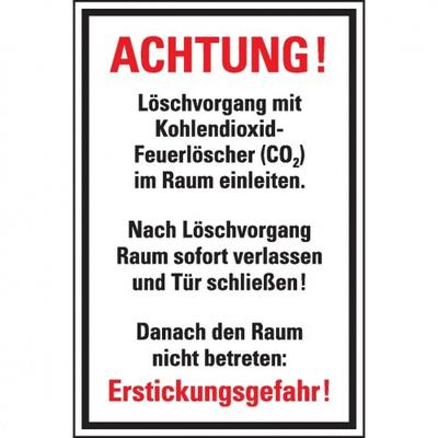 Aufkleber I Zusatzschild, Löschvorgang mit CO² Feuerlöscher im Raum ..., Folie, 200x300mm