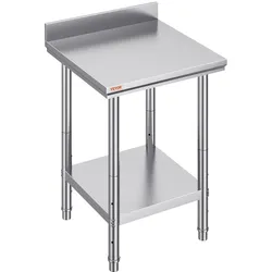 VEVOR Edelstahl Arbeitstisch 60 cm x 60 cm Essenszubereitung mit Aufkantung für die Zubereitung von Mahlzeiten, Nähen, Waschen, Basteln, Garagennutzung usw.