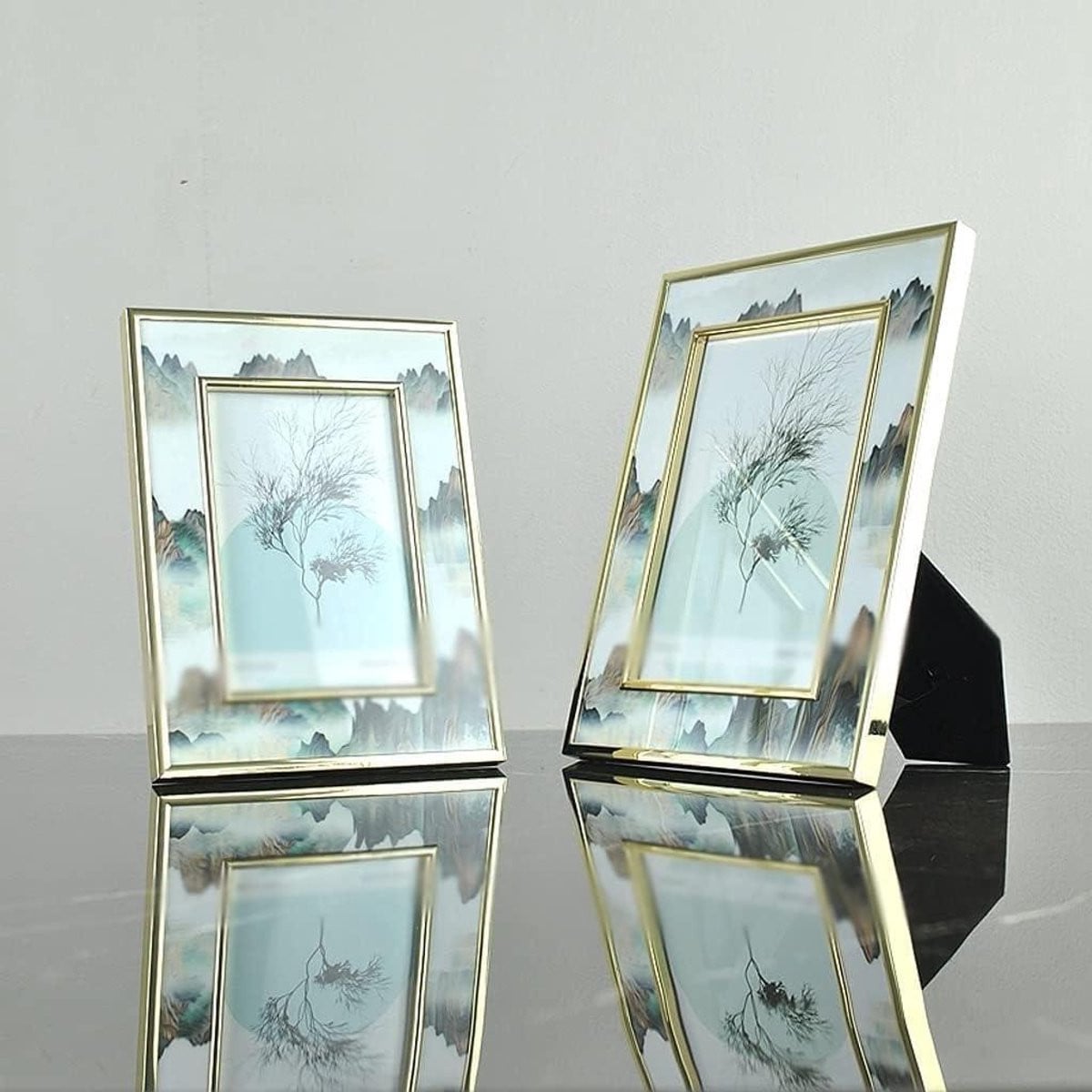 Moderne metalen fotolijst voor desktop met transparant glas, 7 inch