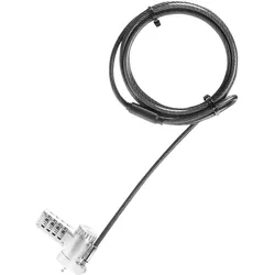 Dicota Universal Security 3-In-1 Cable, Notebook Security, Schwarz, Silber