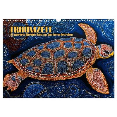 Traumzeit - KI-generierte Aborigine-Kunst aus dem Herzen Australiens (Wandkalender 2027 DIN A3 quer), CALVENDO Monatskalender