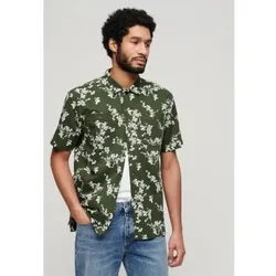 Superdry für Herren. M4010793A Grünes Kurzarm-Strandhemd (XXL), Lässig, Baumwolle