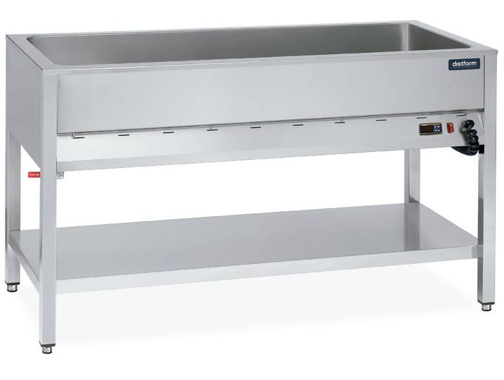Table Bain-marie Inox - 4 Bacs Gn 1/1 Avec Etagère - 3200w - Distform