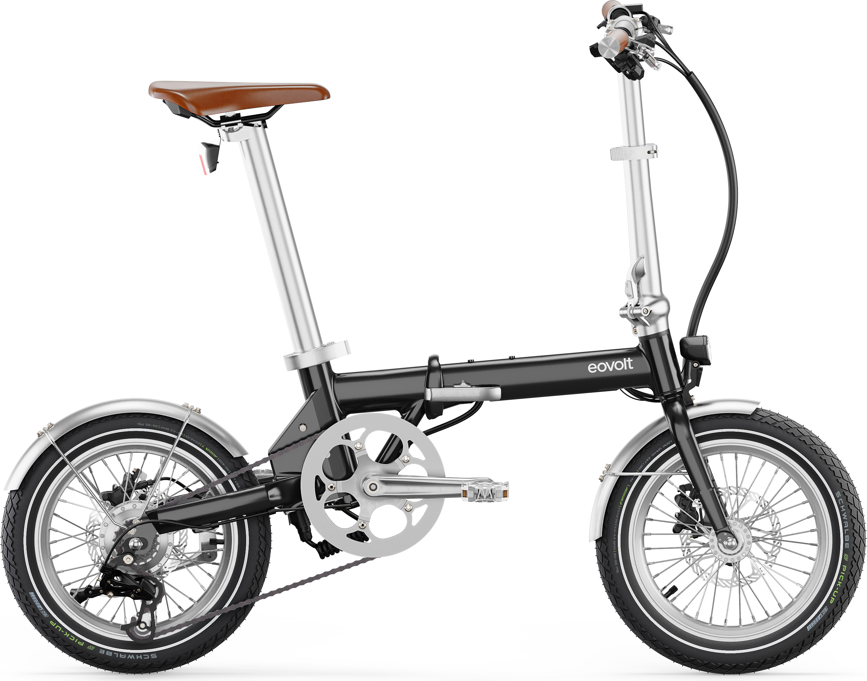 EOVOLT Morning Vintage Satin Black 16" E-Faltrad - Ultraleichtes E-Klapprad mit Drehmomentsensor & Hydraulikbremsen