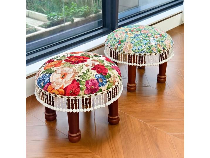 Tabouret bas de style ethnique pastoral, créatif, à accrocher à l'oreille, petit banc, tabouret à chaussures, petit tabouret pour s'asseoir