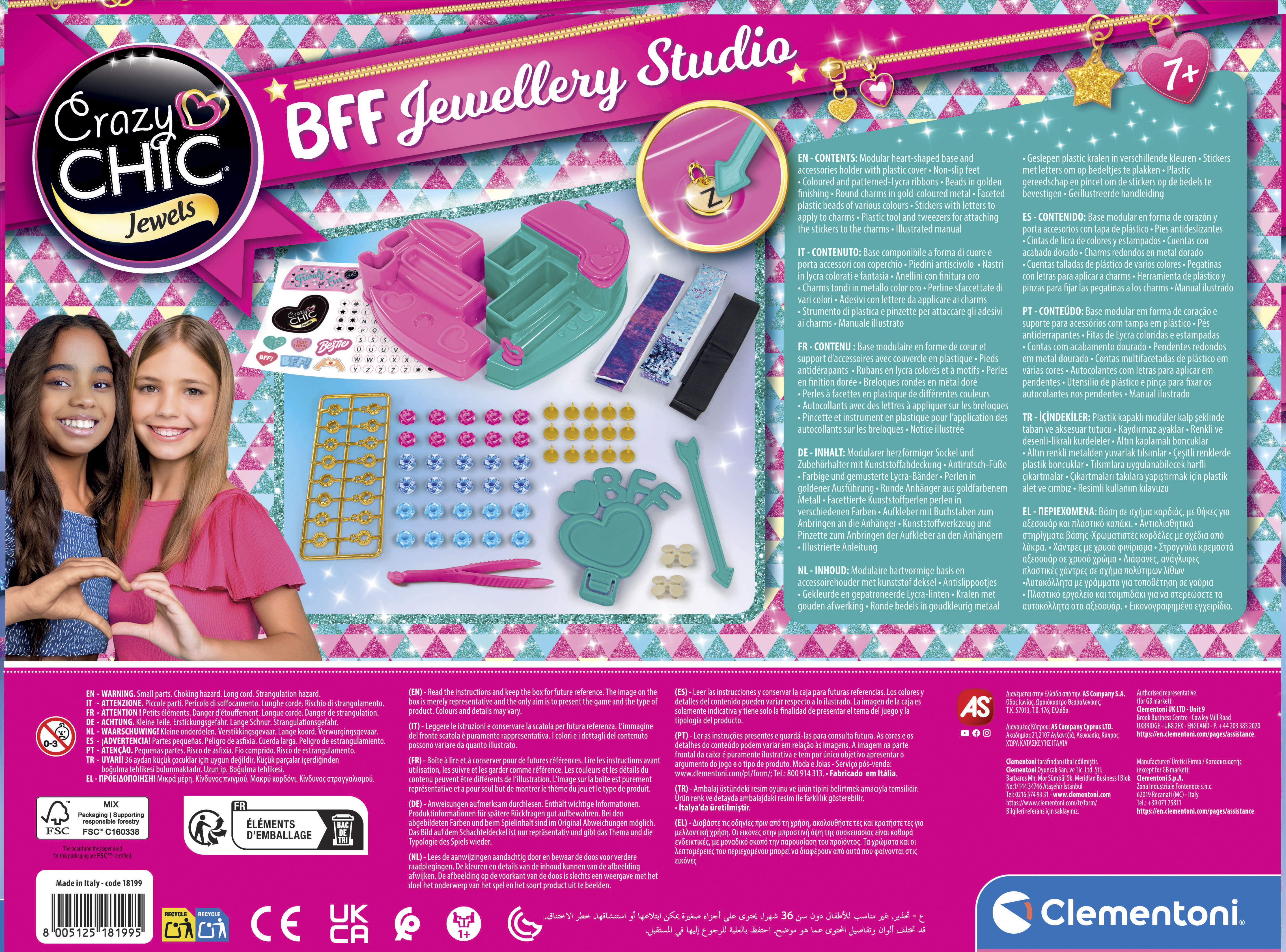 Kreativset CLEMENTONI "Crazy Chic, BFF Schmuck-Atelier", bunt, Kreativsets, Kinder, Kunststoff, Kreativset