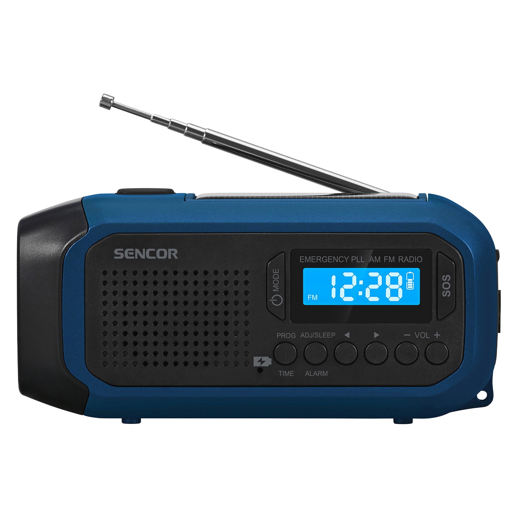 Sencor SRD 1050SCL BB / Nouzové rádio / AM/FM / Solární a ruční nabíjení / USB-C / LED svítilna (AM, FM) (74659772)