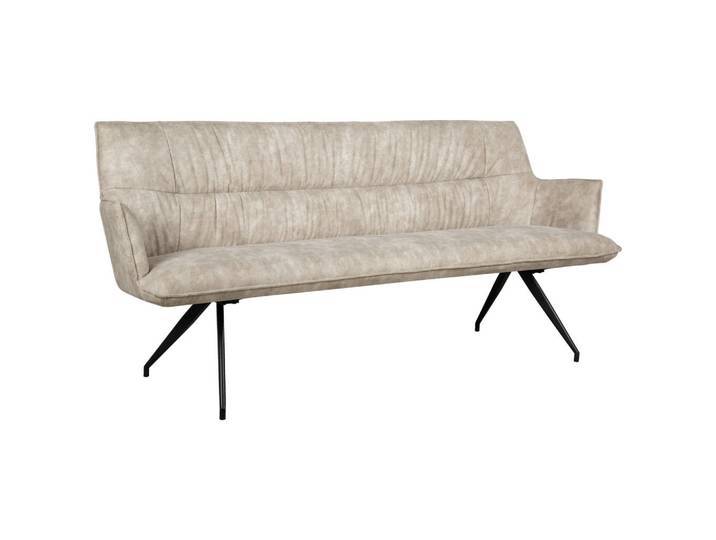 Novel Sitzbank, Schwarz, Taupe, Metall, 203.5x88.5x62.5 cm, mit Rückenlehne, Esszimmer, Bänke, Sitzbänke, Sitzbänke mit Lehne