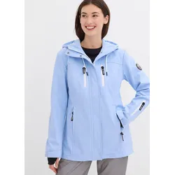 bonprix wasserabweisende Softshelljacke, blau, Gr.38, praktische Übergangsjacke aus wasserdichtem Material, ohne versiegelte Nähte, mit Reißverschlusstaschen, bequem geschnitten, aus Softshell