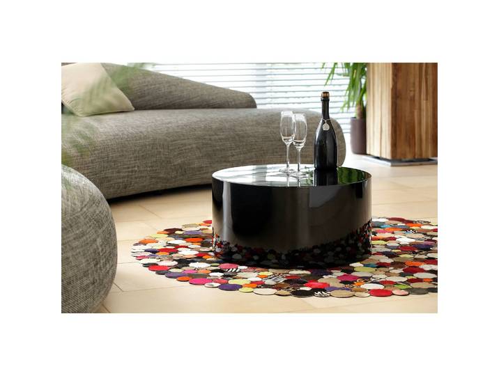 Table basse Saleno Ø 60cm Noir/Noir brillant