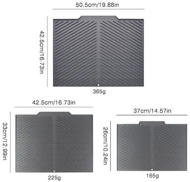 Uplifted Goods Silicone Dish Drying Mat For Pots Plates And Utensils grey large 50.5x42.5cm