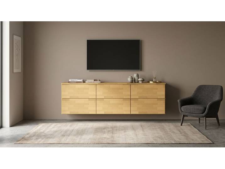 Commode suspendue en bois sur mesure Hêtre Naturel huilé