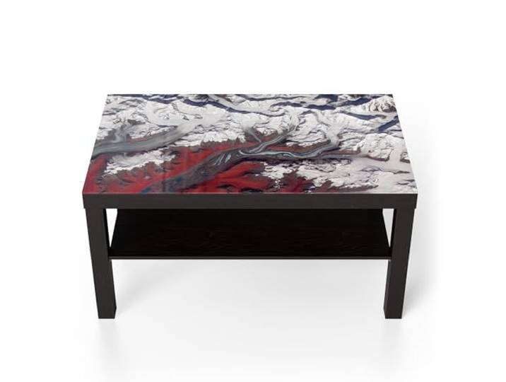 DEQORI Glastisch schwarz groß 90x50 cm Motiv Ästhetik der Erde ausgefallener Beistelltisch aus Glas Hochglanz Couchtisch fürs Wohnzimmer moderner Couch Tisch mit Design