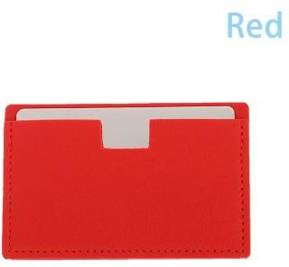 Uplift Picks Stainless Steel Pocket Mirror Shatterproof Card With PU Leather Sleeve red