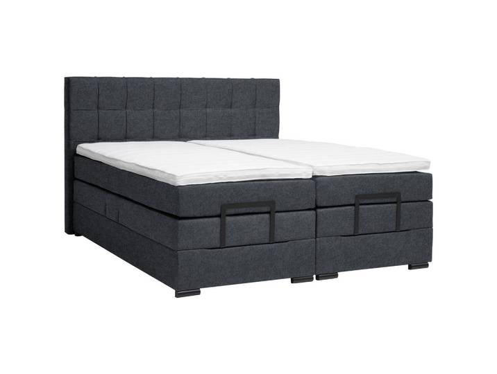 Moderano Boxspringbett, Dunkelgrau, Kunststoff, H3, 5-Zonen, 160x200 cm, Bettkasten, gepolstertes Kopfteil, Stoffauswahl, Topper geteilt, In verschiedenen Grössen erhältlich, Matratze geteilt, Schlafzimmer, Bett, Doppelbetten