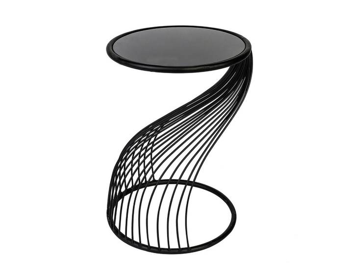 Beistelltisch, Schwarz, Metall, Glas, rund, rund, 52.5 cm, Wohnzimmer, Wohnzimmertische, Beistelltische, Beistelltische Metall