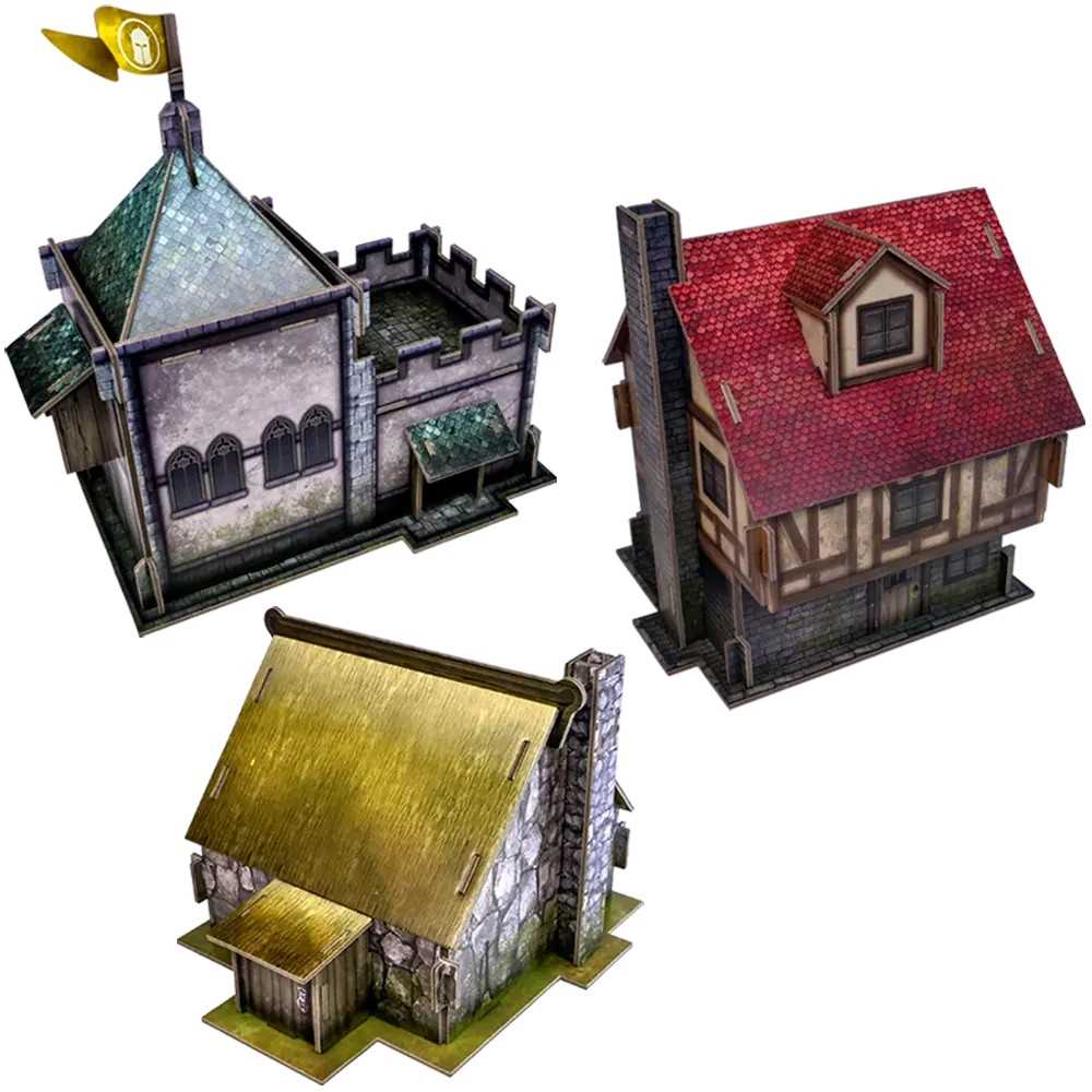 Village Buildings Pack by Mantic Games for Wargaming Tables with 28–32mm Miniatures