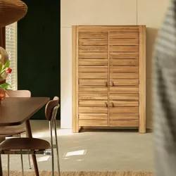 Schrank Sideboard Hochschrank aus massivem Teak 160 cm vier Türen