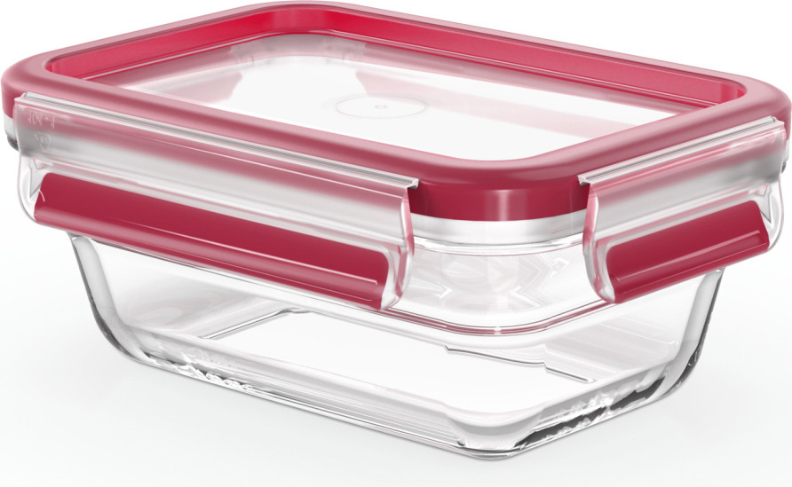 Tefal MasterSeal N10405 Rechthoekige Glas Doos, 0,45 liter, Transparant/Rood