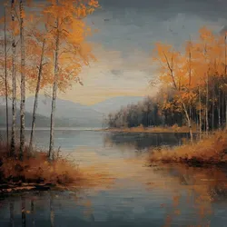 EUROART Wandbild 50 x cm Autumn Landscape IV Metall Gold